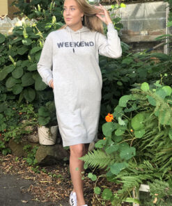 grey melange hoodie dress