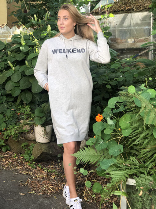 grey melange hoodie dress